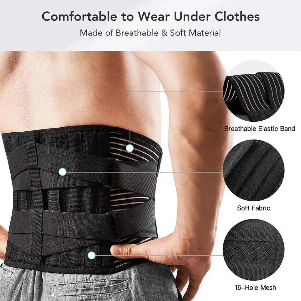 OrthoFlexa 360-Degree Breathable Back Support Belt — Memory Aluminum and Steel Springs