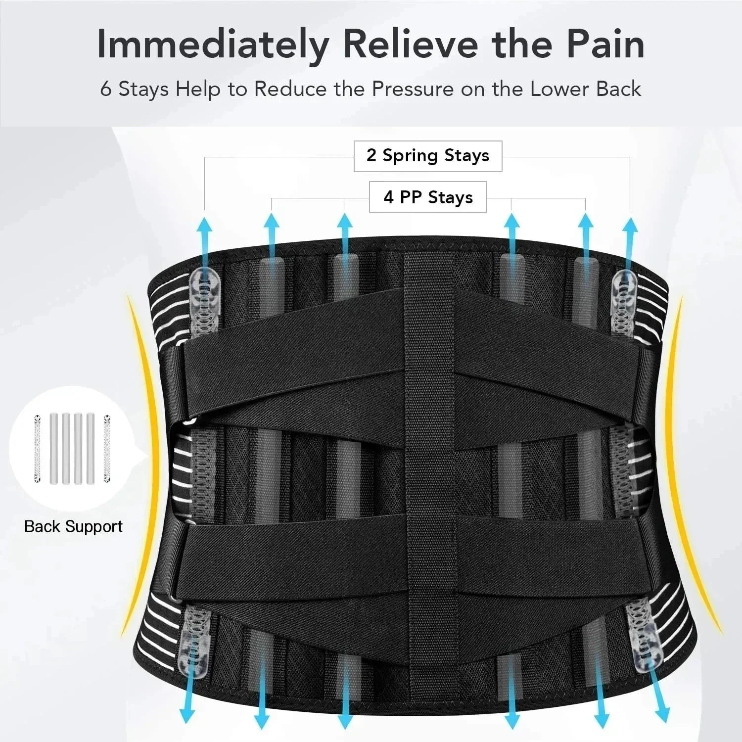 OrthoFlexa 360-Degree Breathable Back Support Belt — Memory Aluminum and Steel Springs