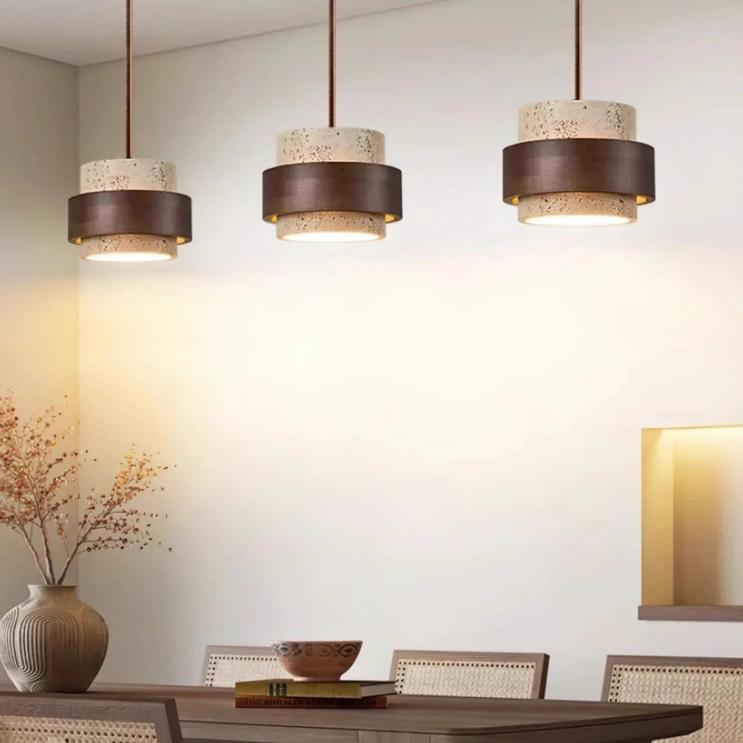 Sansoti Travertine Pendant Lamp Japandi Minimalist Style