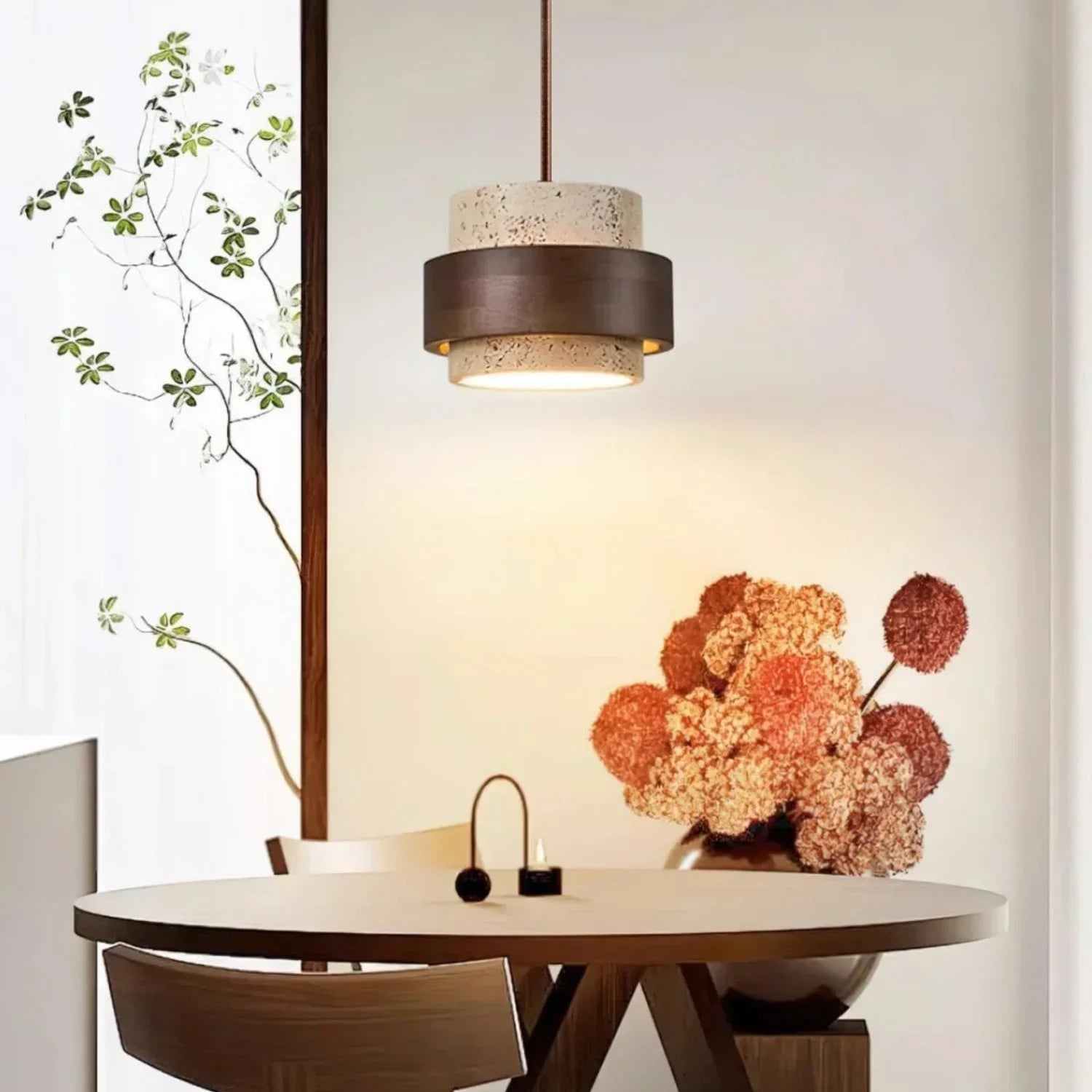 Sansoti Travertine Pendant Lamp Japandi Minimalist Style