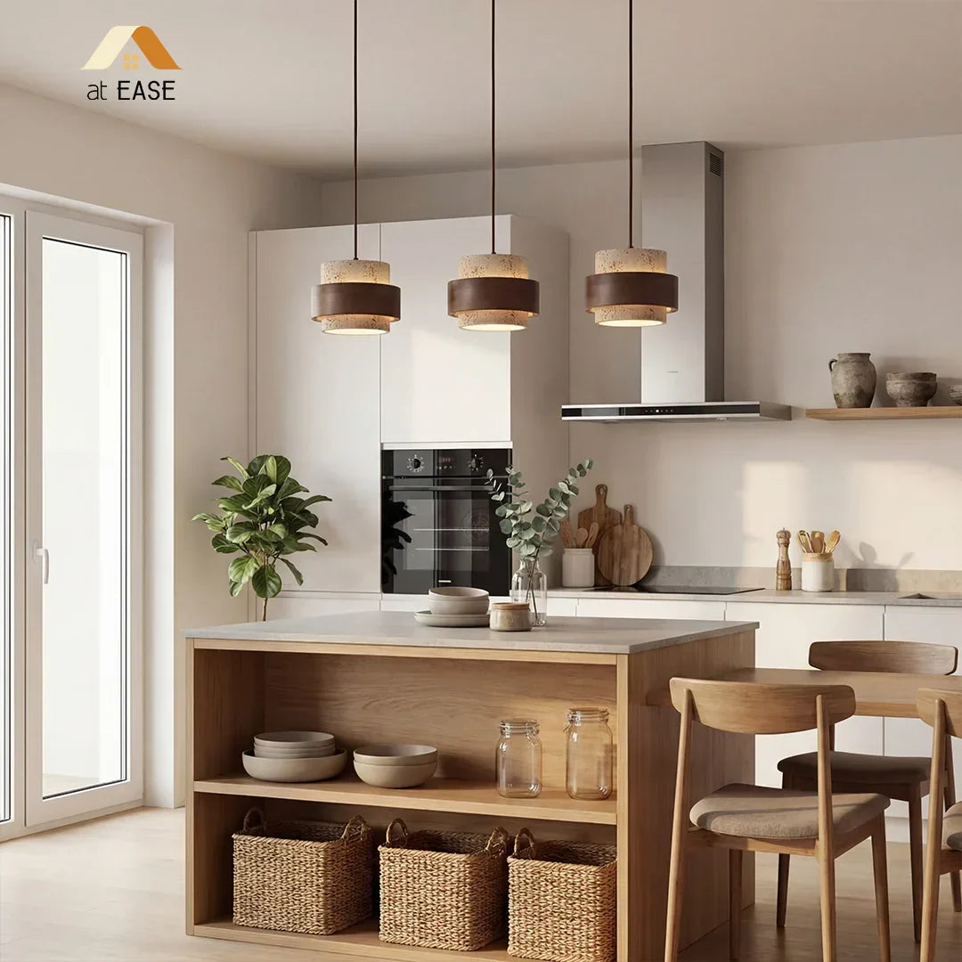 Sansoti Travertine Pendant Lamp Japandi Minimalist Style