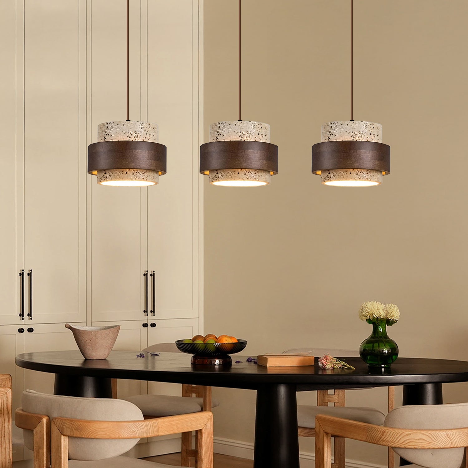 Sansoti Travertine Pendant Lamp Japandi Minimalist Style