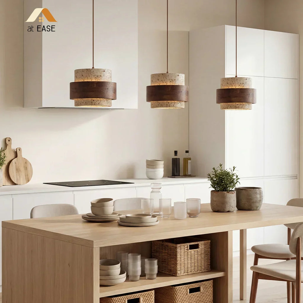 Sansoti Travertine Pendant Lamp Japandi Minimalist Style