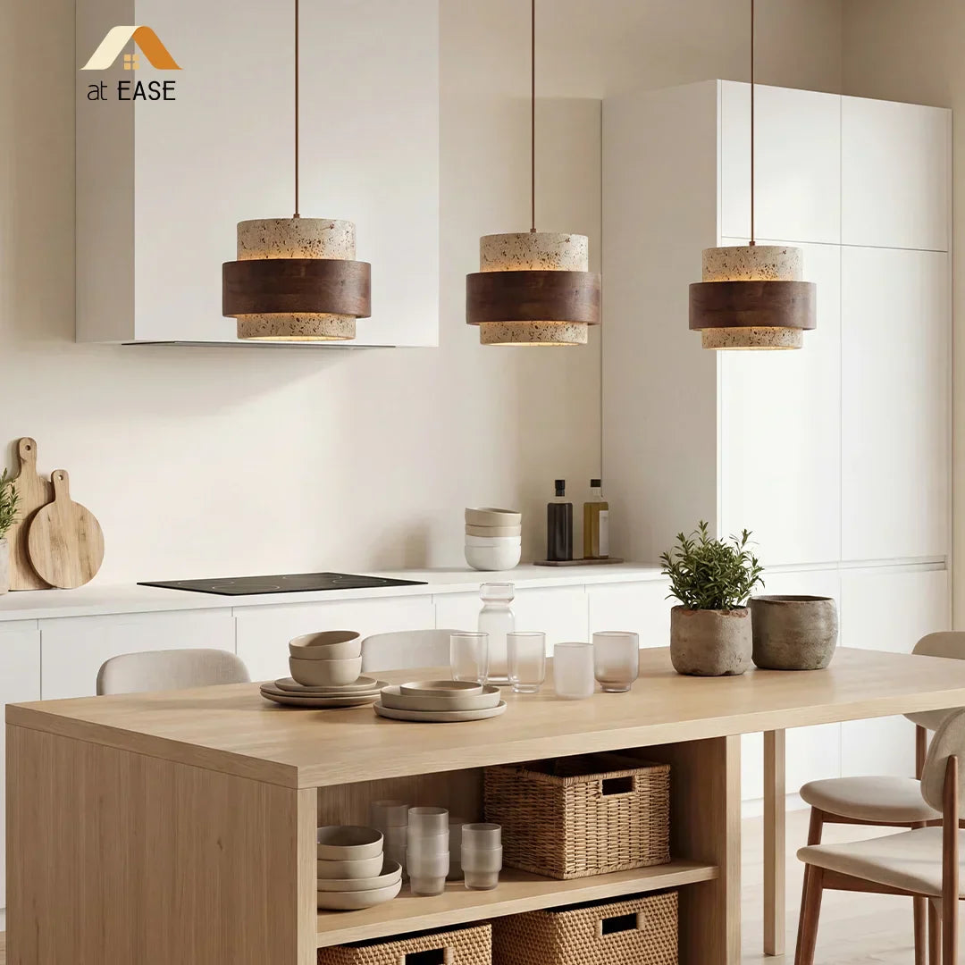 Sansoti Travertine Pendant Lamp Japandi Minimalist Style