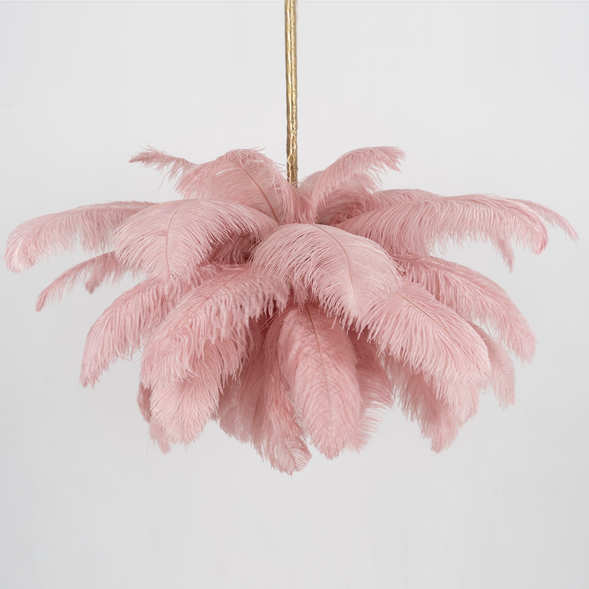 56 Hand-Colored Ostrich Feather Chandelier With Brass Fitting Gold And Silver