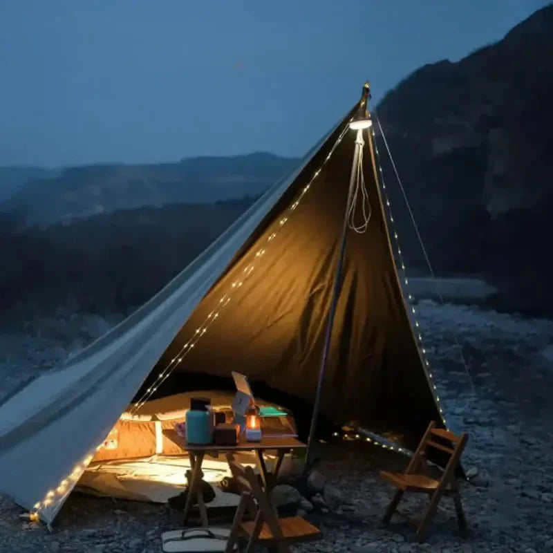 Vandtætte LED-lyskæder til camping — 10 m udtrækkelig ledning, fugtforseglet hus