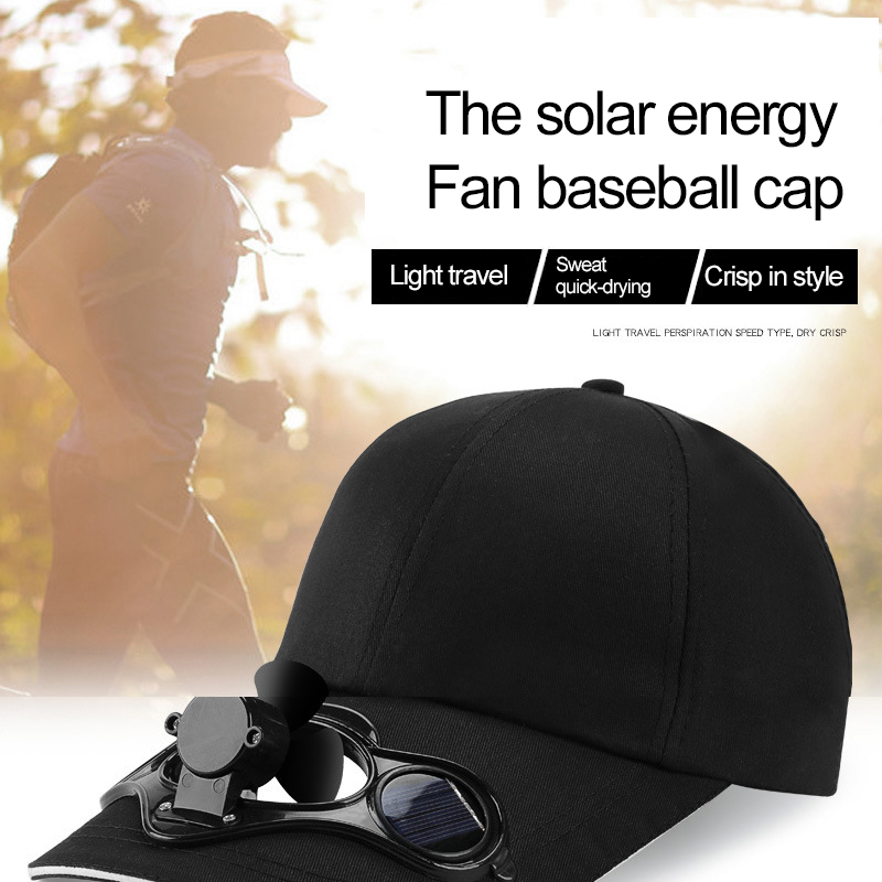 Solar-Powered Fan Baseball Hat — Structured Crown, Integrated Head Cooling Motor