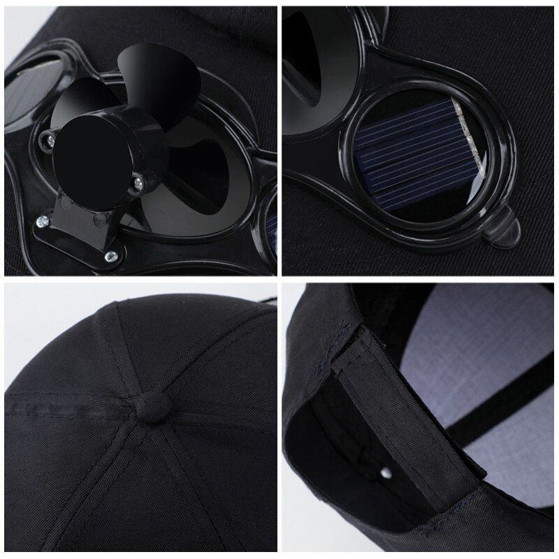 Solar-Powered Fan Baseball Hat — Structured Crown, Integrated Head Cooling Motor