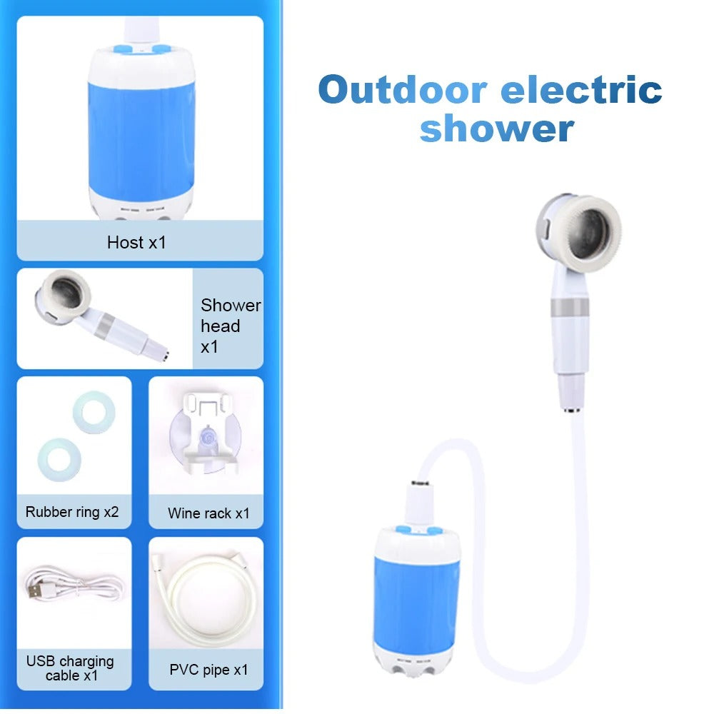 Douche extérieure portable — batterie rechargeable, conception légère, prise d’eau submersible