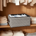 Caixa de arrumação LuxeStow com padrão pied-de-poule — 40 × 28 × 20 cm, topo aberto, interior dividido