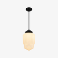 Vintage Art Deco Milk Glass Pendant Light With Striped Shade For Dining And Living Rooms