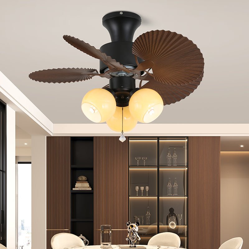 Tropical Ceiling Fan With Glass Light Shade And Remote, 6 Speeds