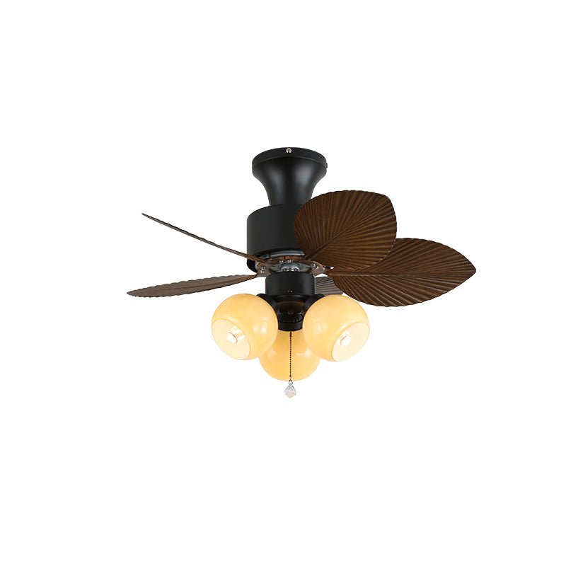 Tropical Ceiling Fan With Glass Light Shade And Remote, 6 Speeds
