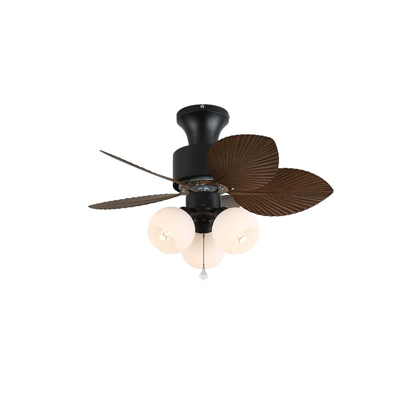 Tropical Ceiling Fan With Glass Light Shade And Remote, 6 Speeds
