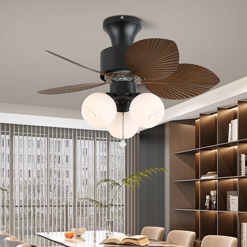 Tropical Ceiling Fan With Glass Light Shade And Remote, 6 Speeds