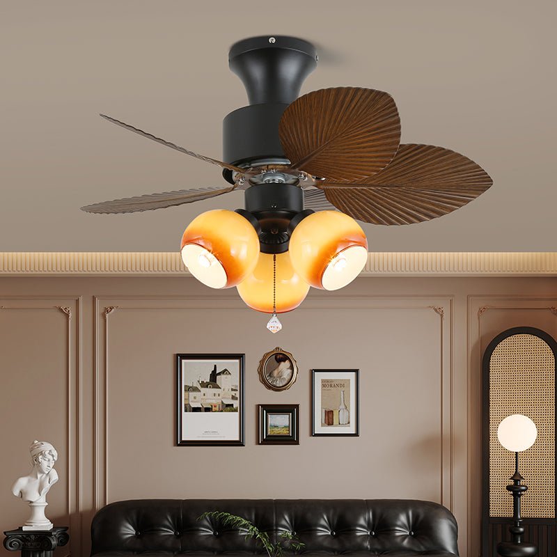 Tropical Ceiling Fan With Glass Light Shade And Remote, 6 Speeds