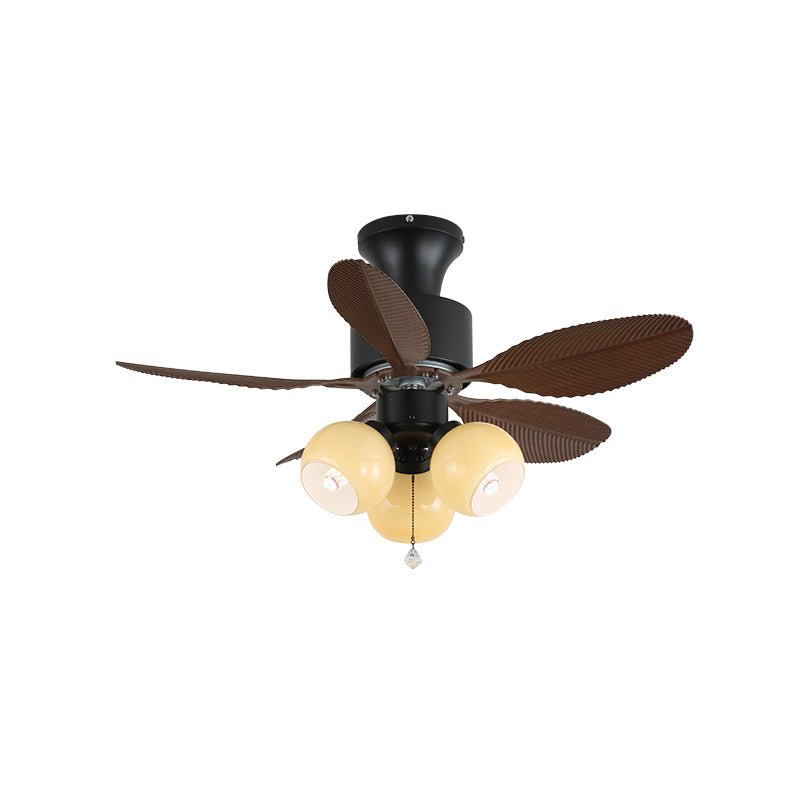 Tropical Ceiling Fan With Glass Light Shade And Remote, 6 Speeds