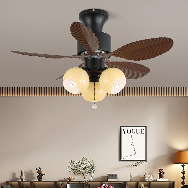 Tropical Ceiling Fan With Glass Light Shade And Remote, 6 Speeds