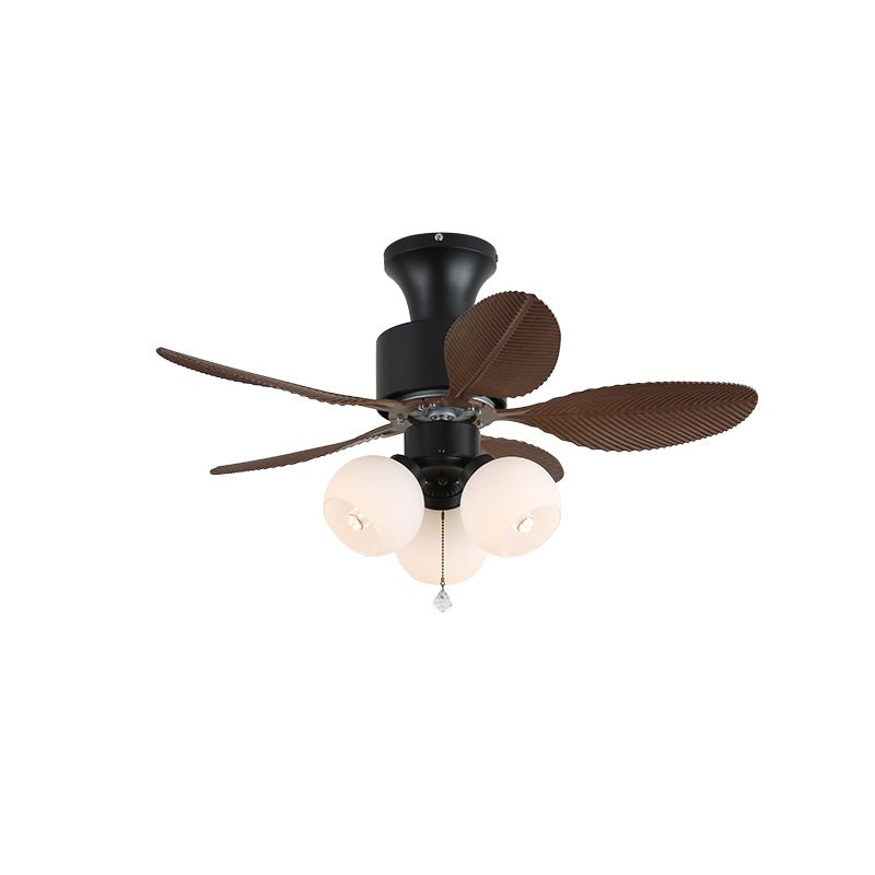 Tropical Ceiling Fan With Glass Light Shade And Remote, 6 Speeds