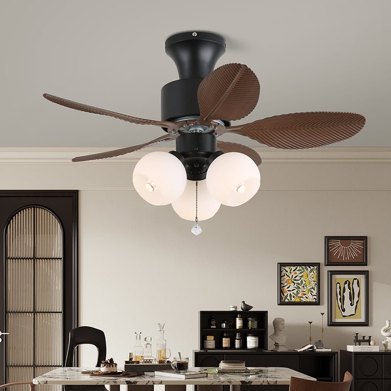 Tropical Ceiling Fan With Glass Light Shade And Remote, 6 Speeds