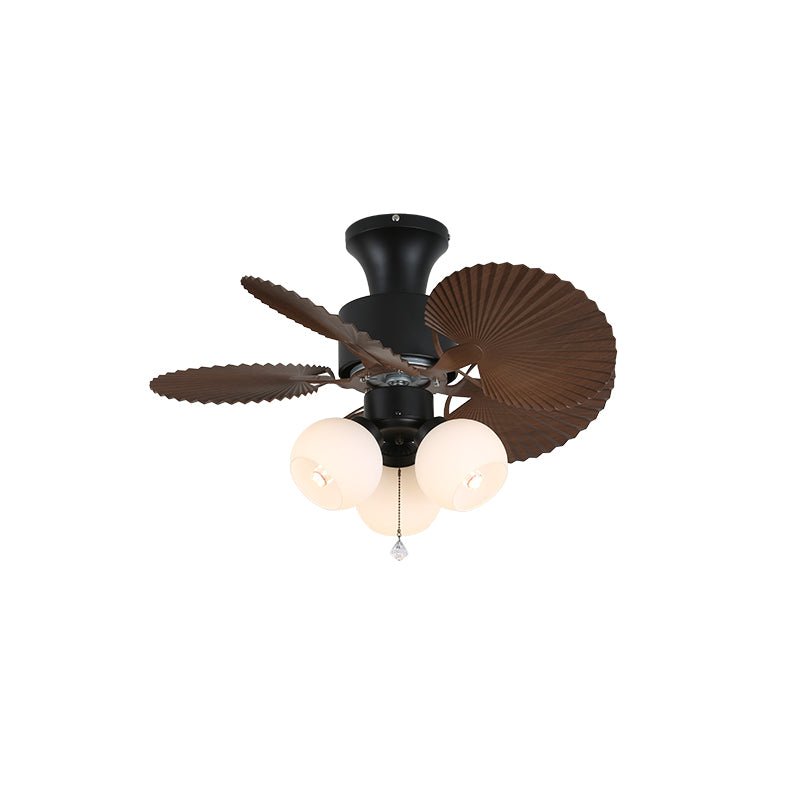 Tropical Ceiling Fan With Glass Light Shade And Remote, 6 Speeds