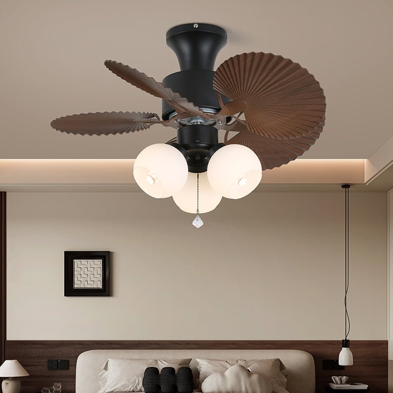 Tropical Ceiling Fan With Glass Light Shade And Remote, 6 Speeds