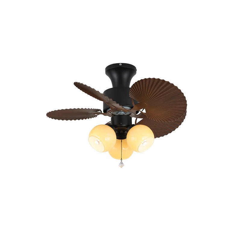 Tropical Ceiling Fan With Glass Light Shade And Remote, 6 Speeds