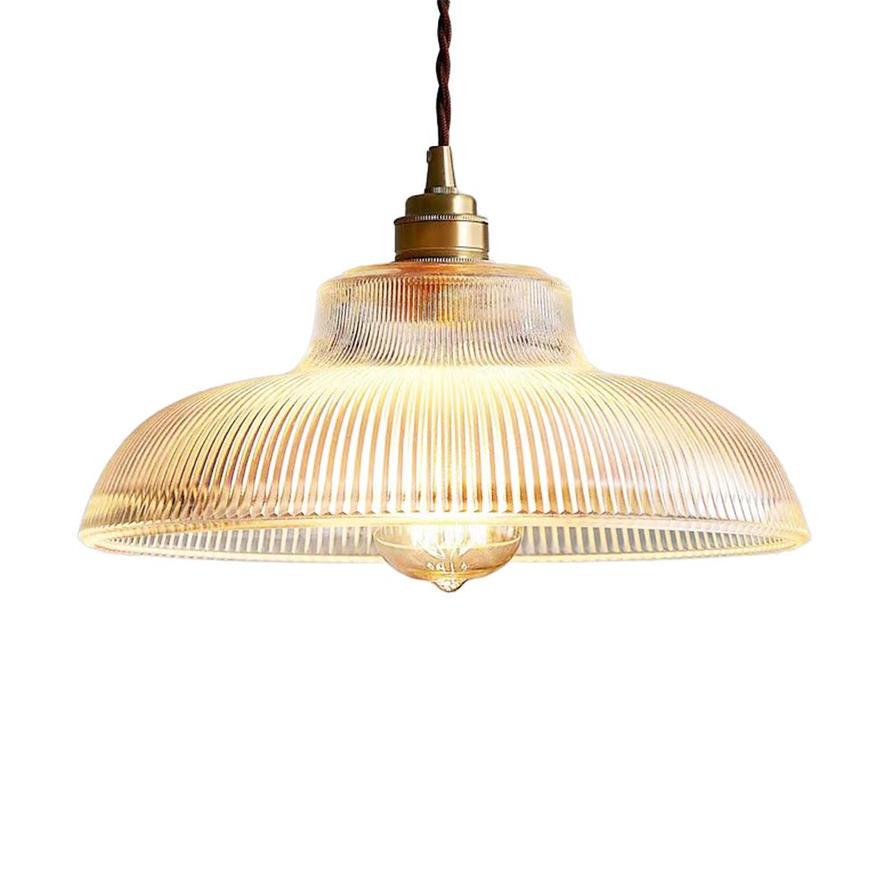 Vintage Prismatic Glass Pendant Lamp With E27 Socket Brass And Green Dimmable