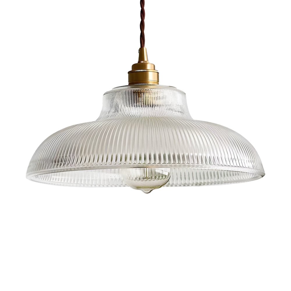 Vintage Prismatic Glass Pendant Lamp With E27 Socket Brass And Green Dimmable