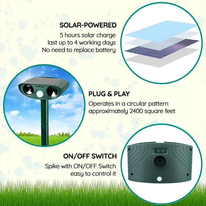 Solar Ultrasonic Animal Deterrent For Garden And Yard Pest Protection