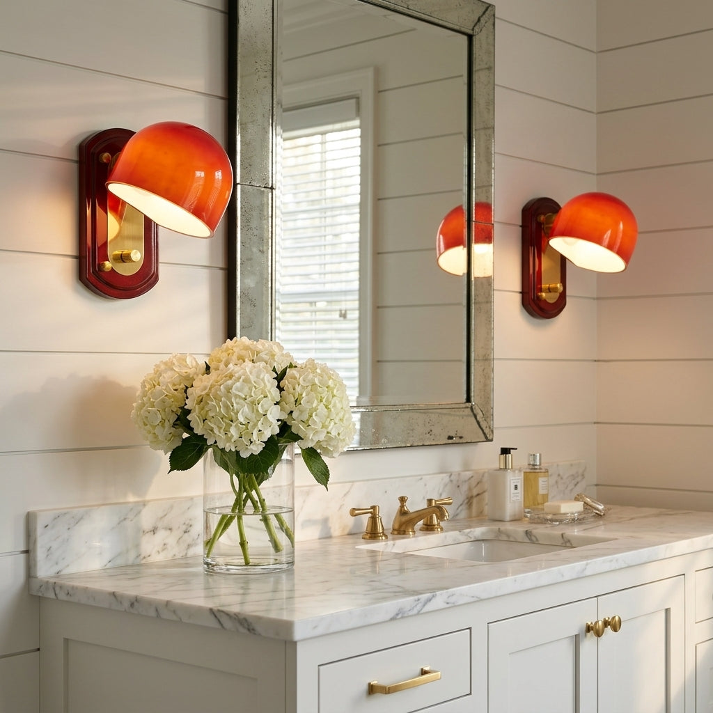 Crimson Glass Lampshade Wall Light For Living And Dining Rooms