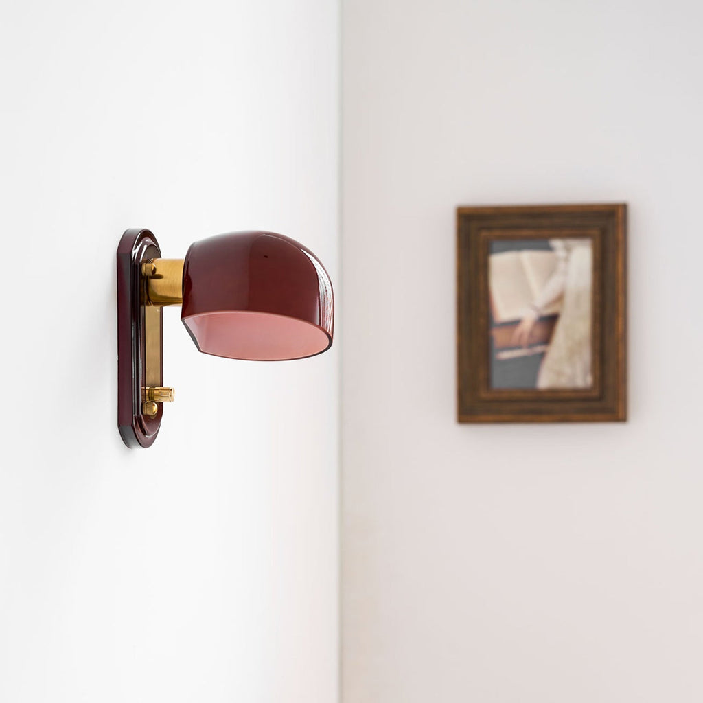 Crimson Glass Lampshade Wall Light For Living And Dining Rooms