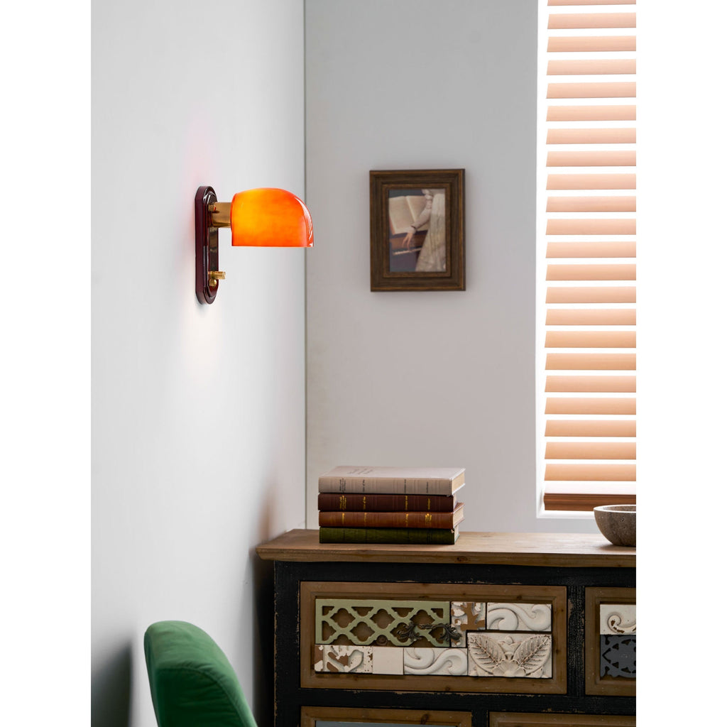 Crimson Glass Lampshade Wall Light For Living And Dining Rooms