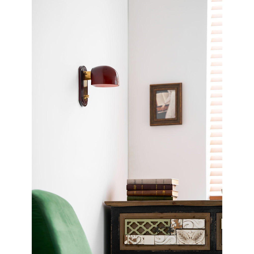 Crimson Glass Lampshade Wall Light For Living And Dining Rooms