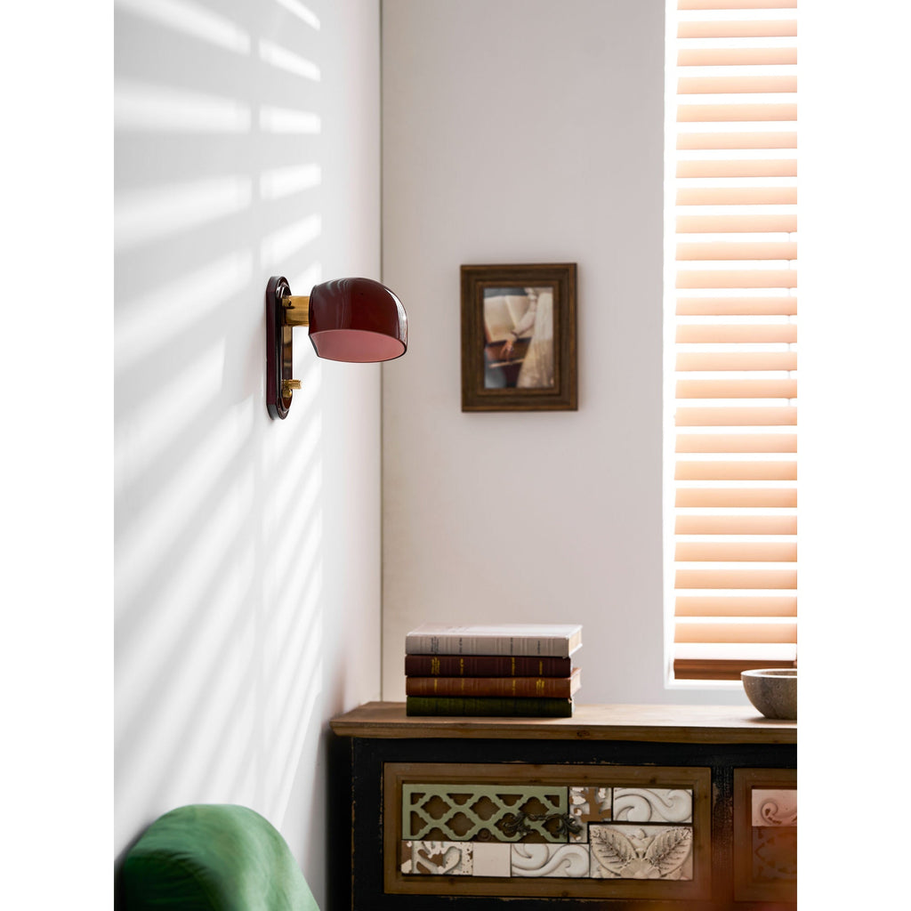 Crimson Glass Lampshade Wall Light For Living And Dining Rooms