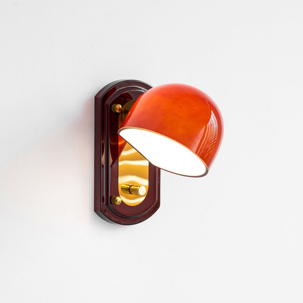 Crimson Glass Lampshade Wall Light For Living And Dining Rooms