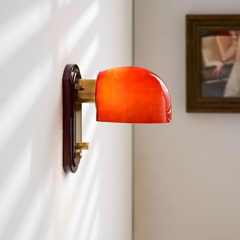 Crimson Glass Lampshade Wall Light For Living And Dining Rooms