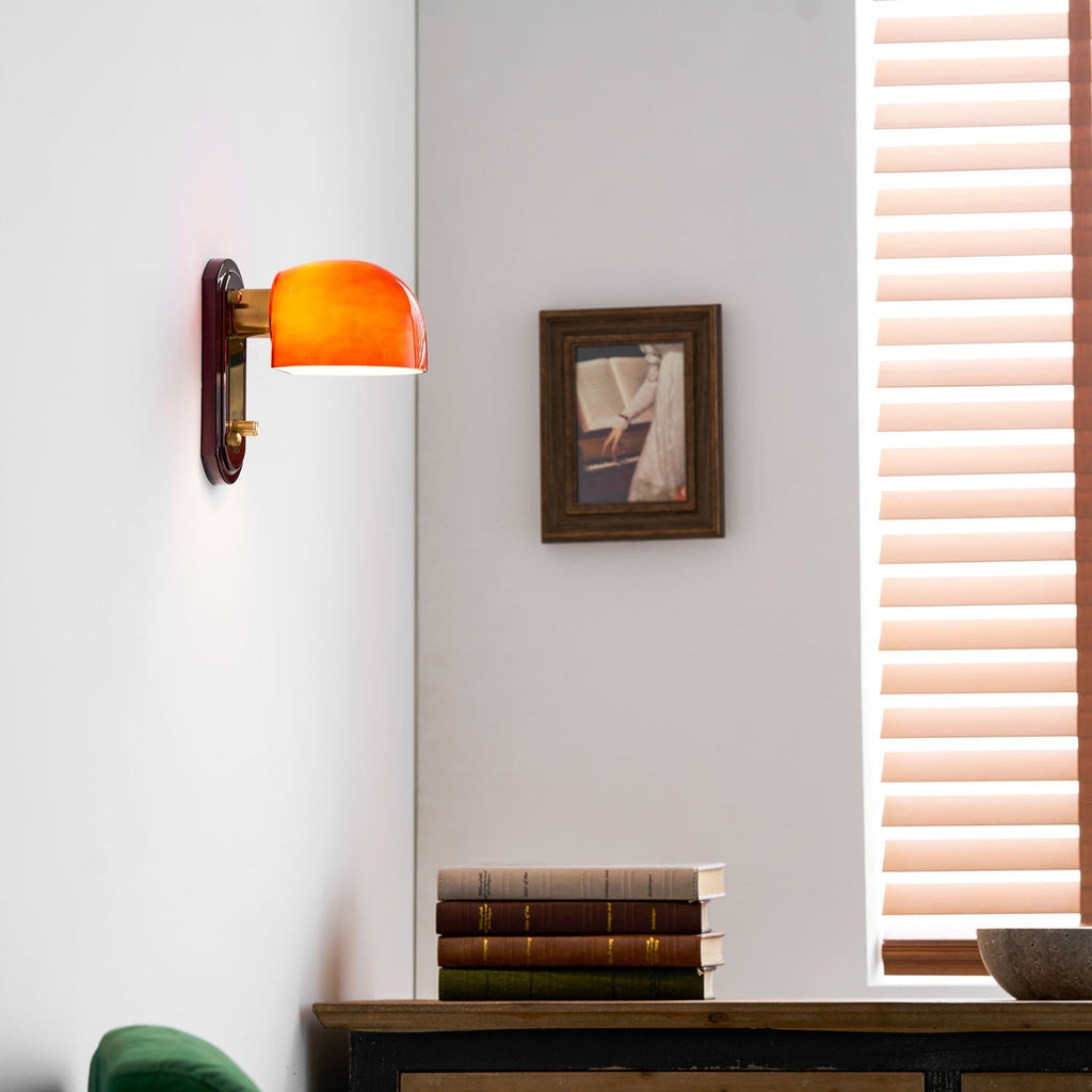 Crimson Glass Lampshade Wall Light For Living And Dining Rooms