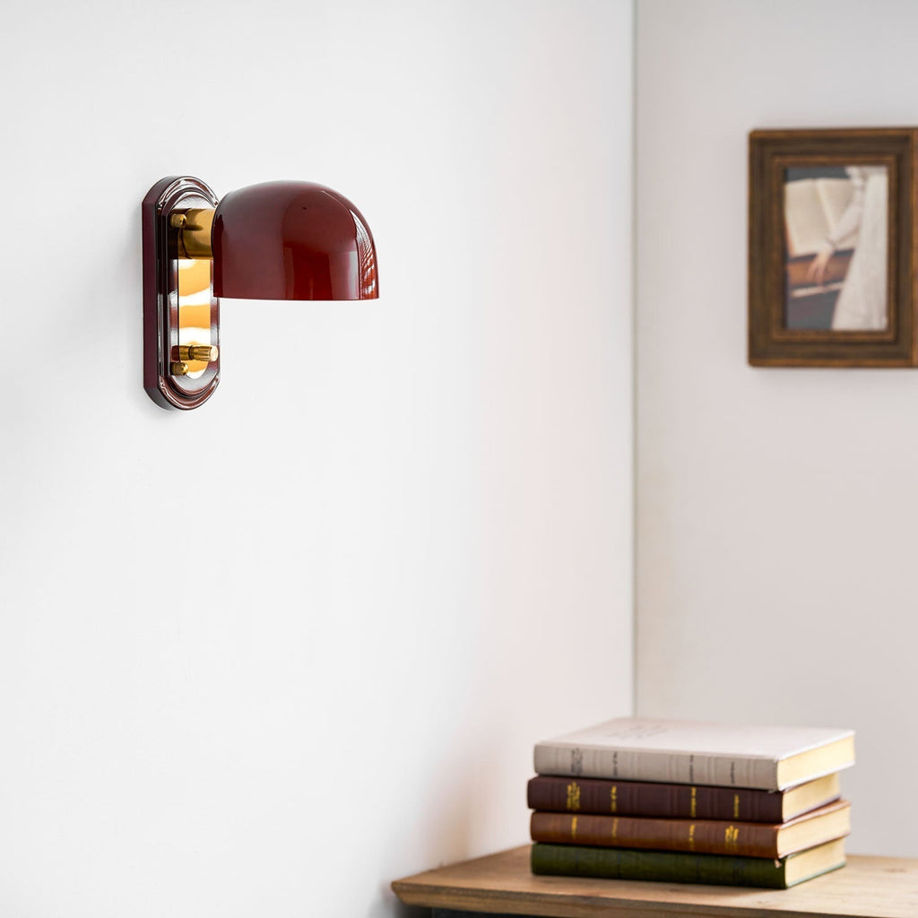 Crimson Glass Lampshade Wall Light For Living And Dining Rooms