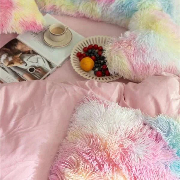 Completo copripiumino morbido in velluto effetto peluche