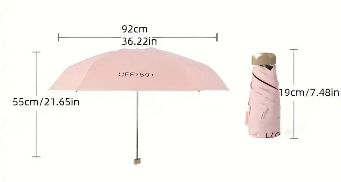 Kapesní deštník — větruodolná stříška, ochrana proti UV záření, kompaktní mini konstrukce