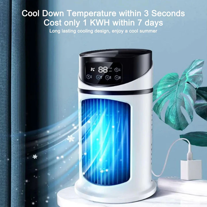 Climatizzatore portatile compatto — Telecomando, velocità della ventola regolabili, design a basso consumo energetico
