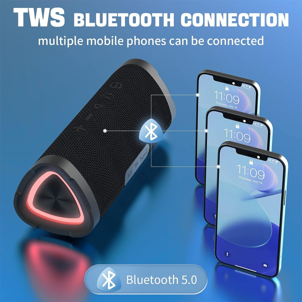 Boxă stereo Bluetooth de 24 W — impermeabilă IPX7, design compact, de dimensiunea palmei