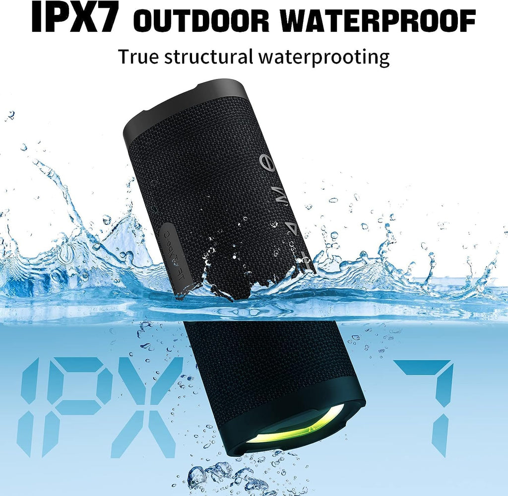 Boxă stereo Bluetooth de 24 W — impermeabilă IPX7, design compact, de dimensiunea palmei
