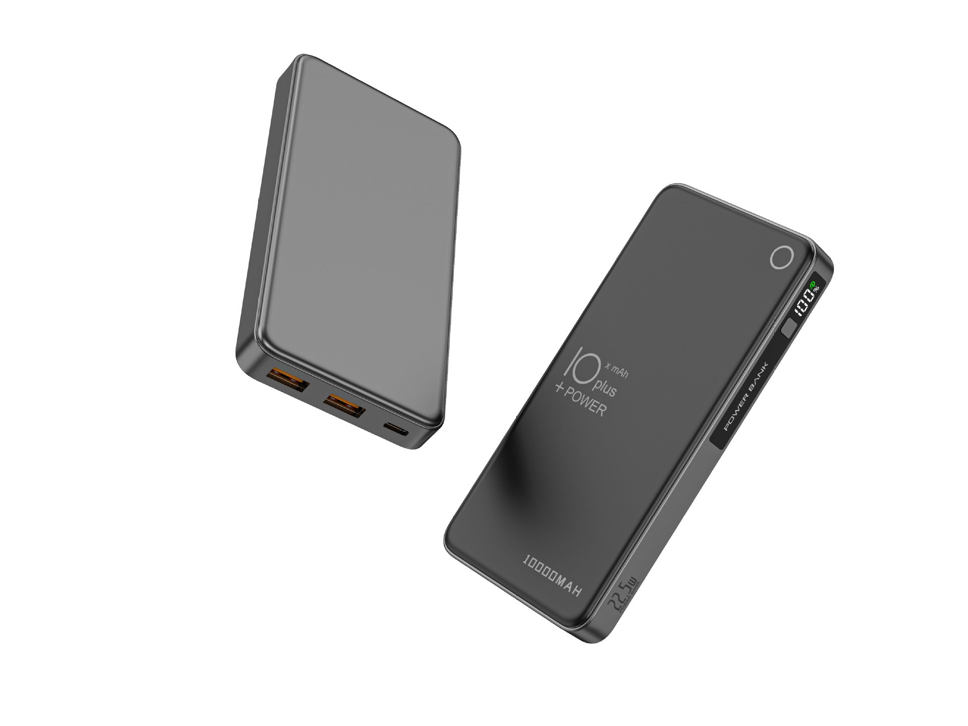 10000 mAh Portable Power Bank — Dual USB Ports, Fast Charging Support, Clear LCD Display