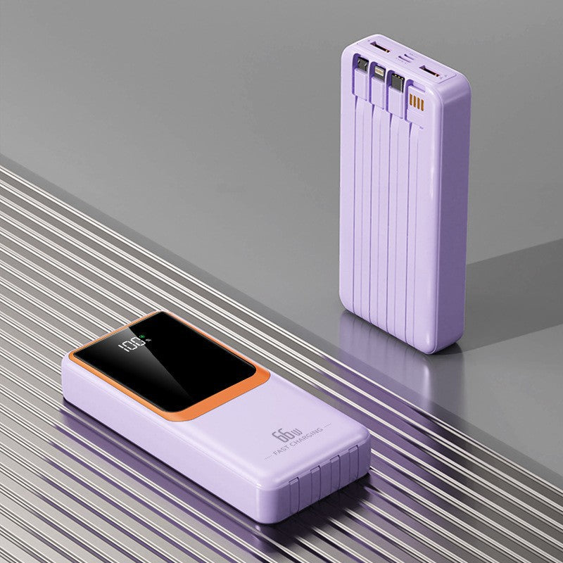 66 W bærbar powerbank — klar LCD-skjerm, rask hurtiglading, kompatibel med iPhone, Samsung og Android
