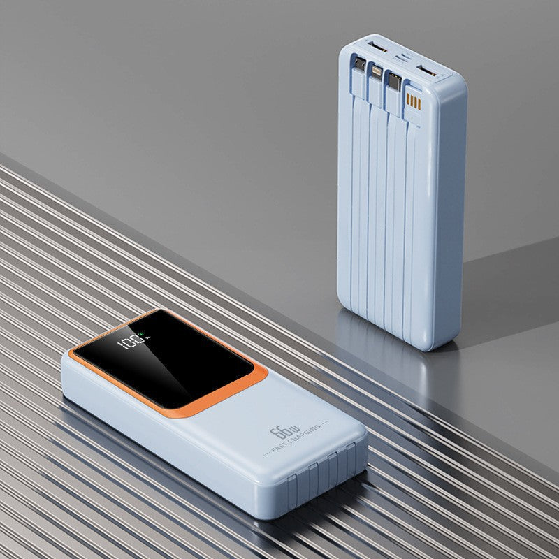 66 W bærbar powerbank — klar LCD-skjerm, rask hurtiglading, kompatibel med iPhone, Samsung og Android