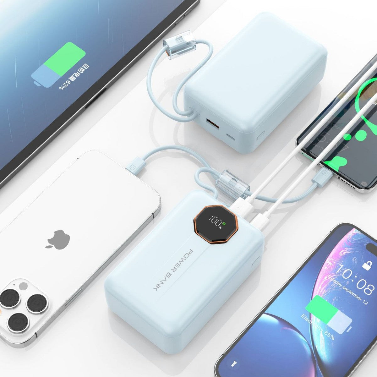 Portable Charger – Compact Travel Design, Fast Charging, LED Display