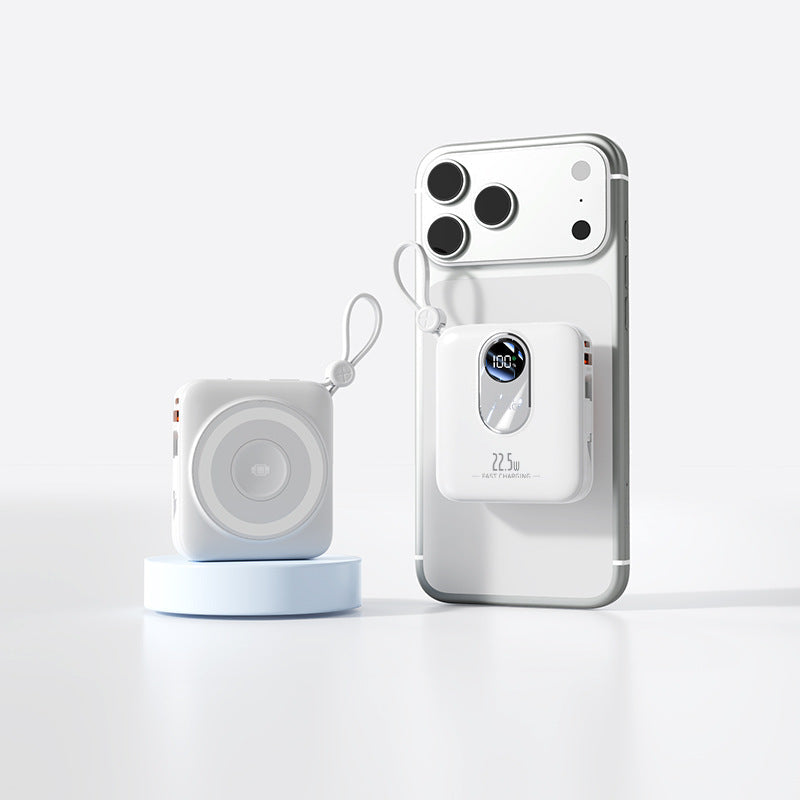 Kompakt mini-powerbank – rask induksjonslading, innebygd digital avlesning