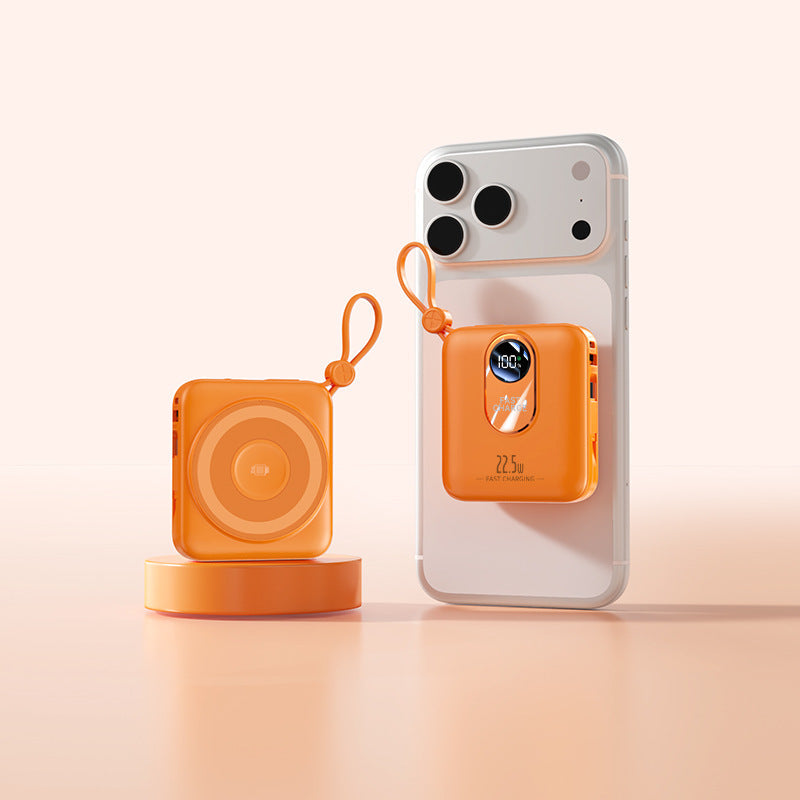 Kompakt mini-powerbank – rask induksjonslading, innebygd digital avlesning